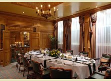Waxed pine dining room at the Milestone Hotel